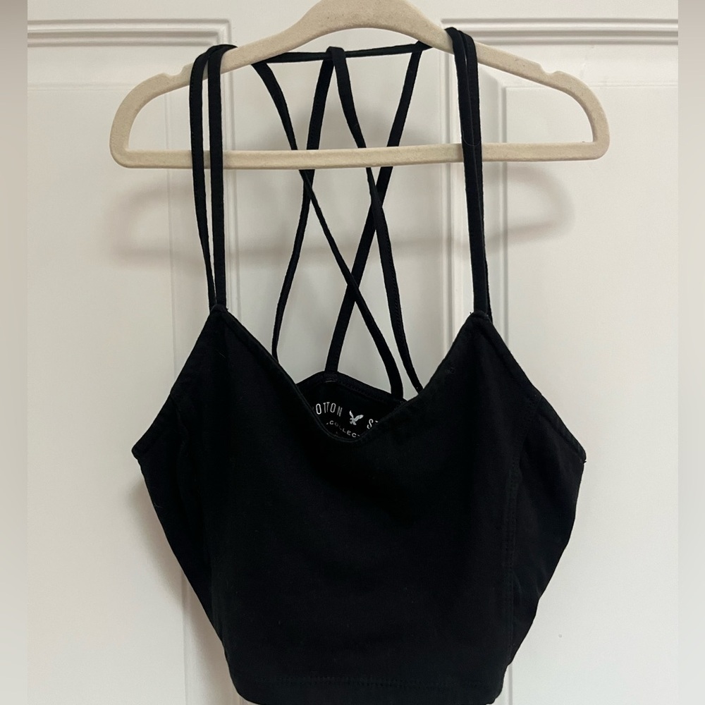 American Eagle strappy long line cropped top black size XS‎ bralette